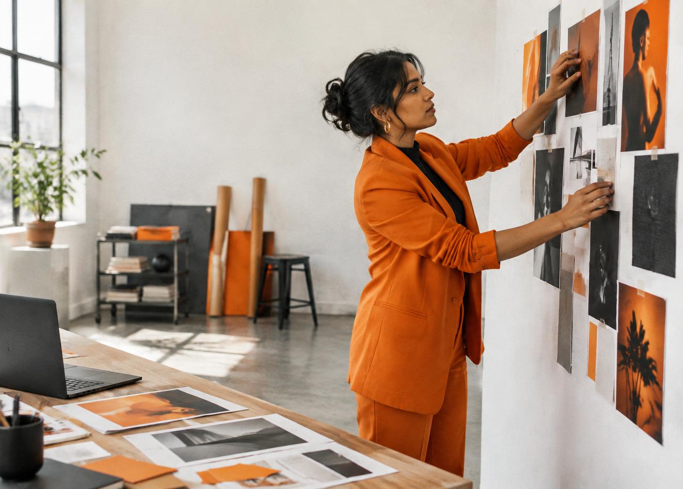 Creative director arranging campaign imagery